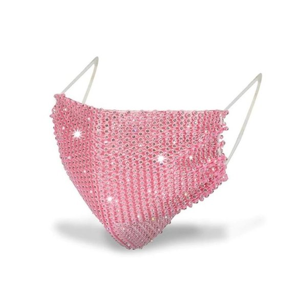 ❤️ NEW 2 Pink Stud Face Mask Beautiful Glam Mask - Picture 4 of 4